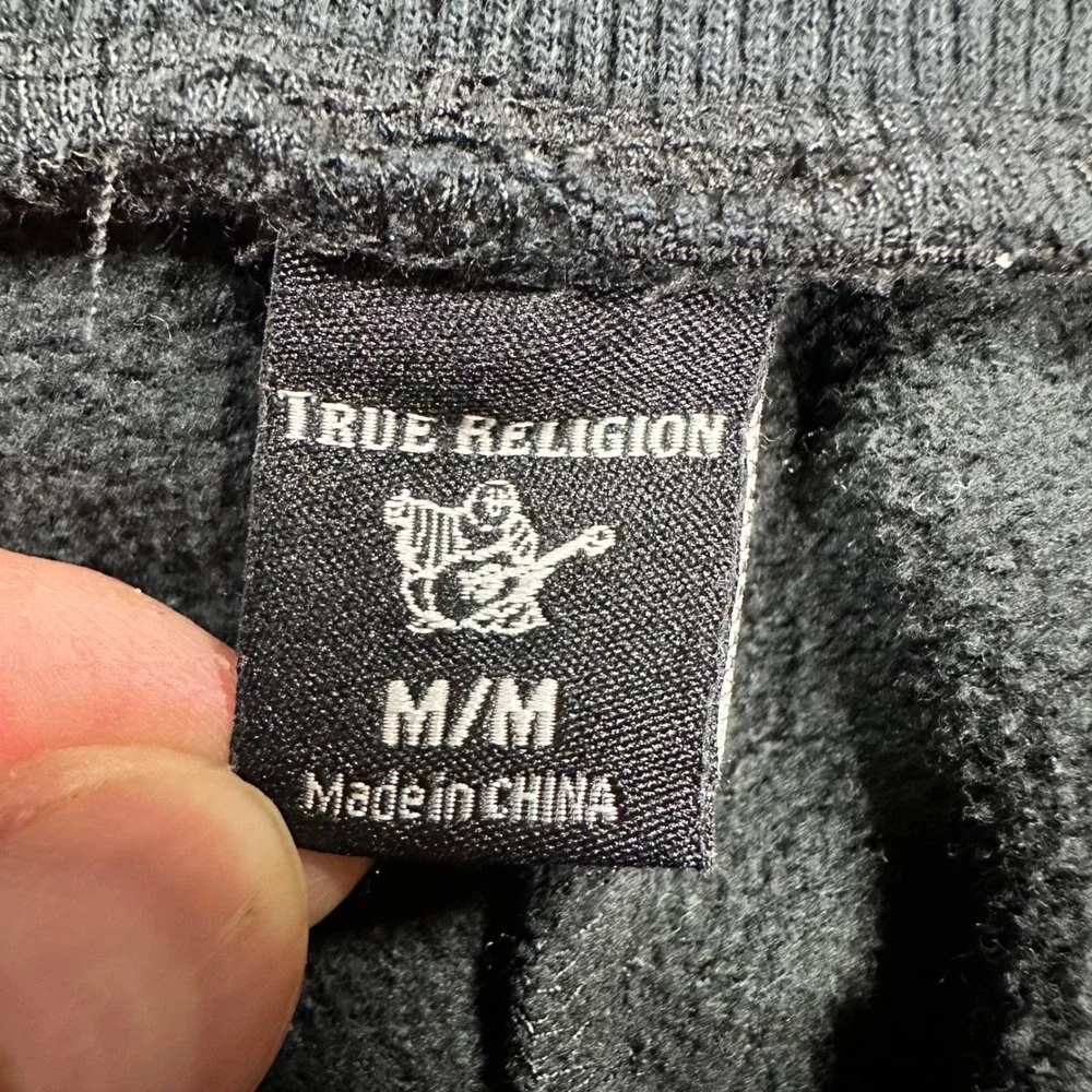 True Religion Mens Black Slim Branded Joggers Sweatpants Logo M 104882